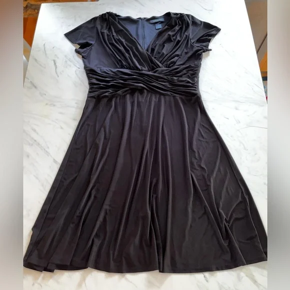 Ashley Stewart | Dresses | Ashley Stewart Cocktail Dress Criss Cross V Neck  Braid Waist Stretch 416 | Poshmark